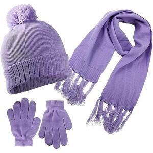 Girls 3 Item Swak Girls Winter Kid-Set: Hat, scarf & Glove (Lavender256)